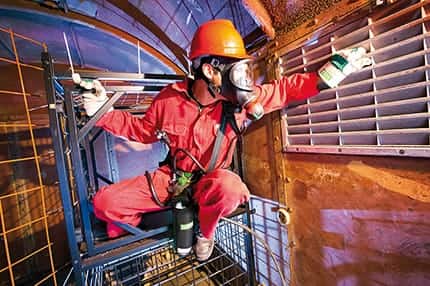 Worker Working in Confined Space