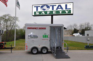 Total Safety offers decontamination shower trailers for remote locations.